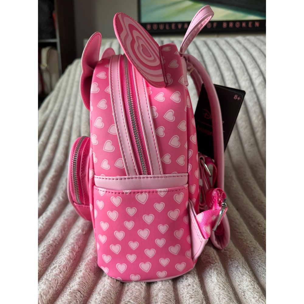 Disney Loungefly Mickey Minnie Mouse Love Story Pink Heart Mini Backpack NWT - Picture 4 of 6
